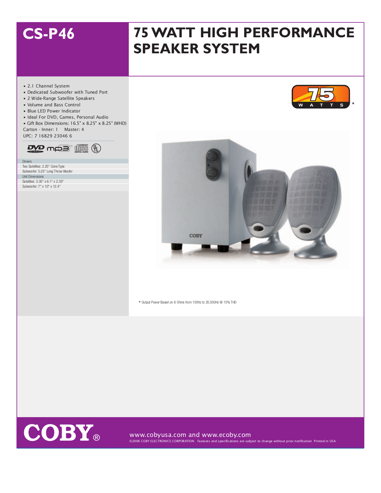 COBY CS-P46 User Manual