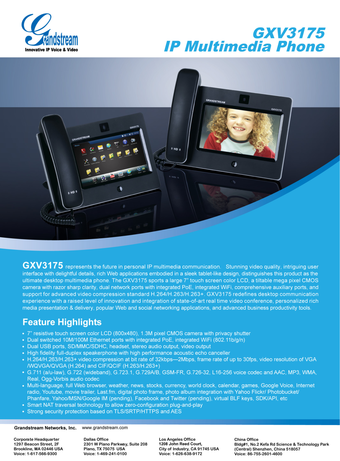 Grandstream GXV3175 DATASHEET