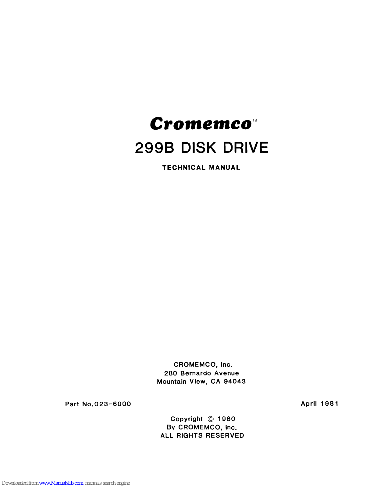 Cromemco 299B Technical Manual - ManualMachine.com