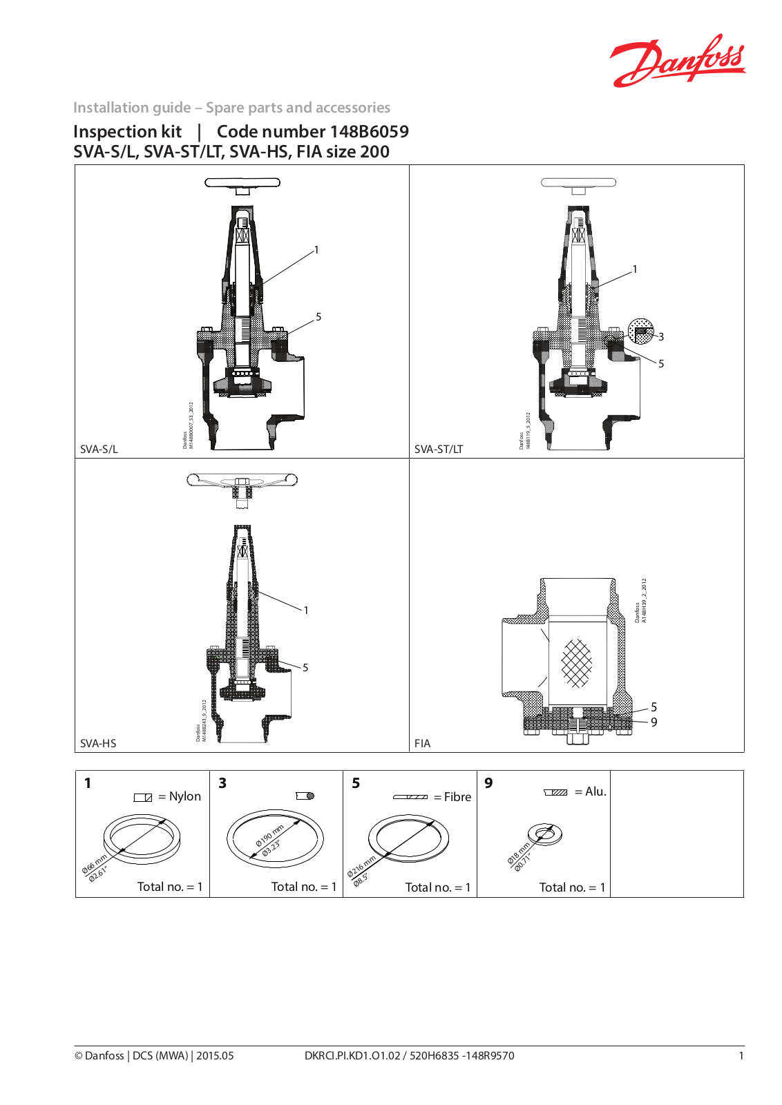 Danfoss SVA-S 200, SVA-L 200, SVA-ST 200, SVA-LT 200, SVA-HS 200 Installation guide