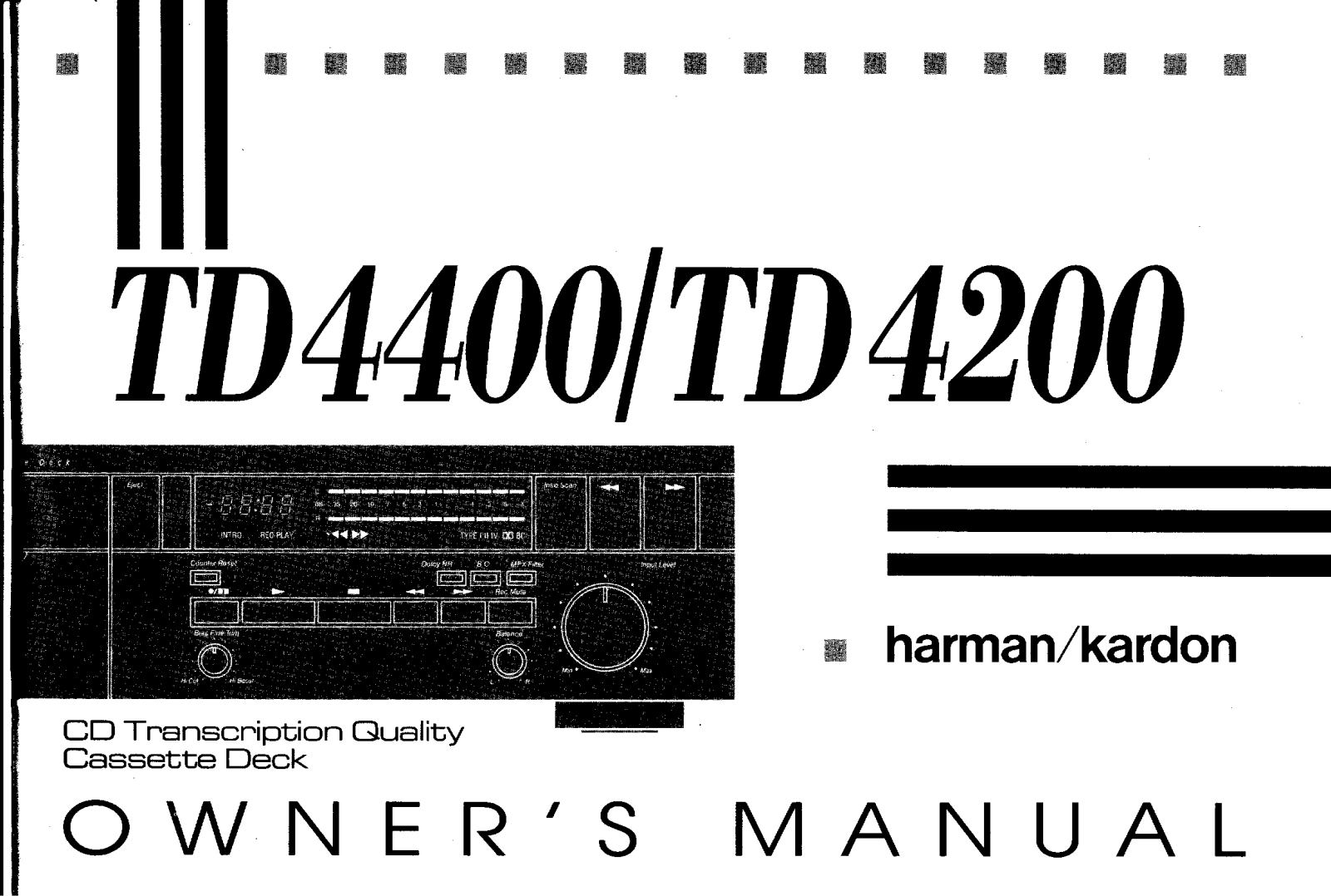 Harman kardon TD4200, TD4400 User Manual