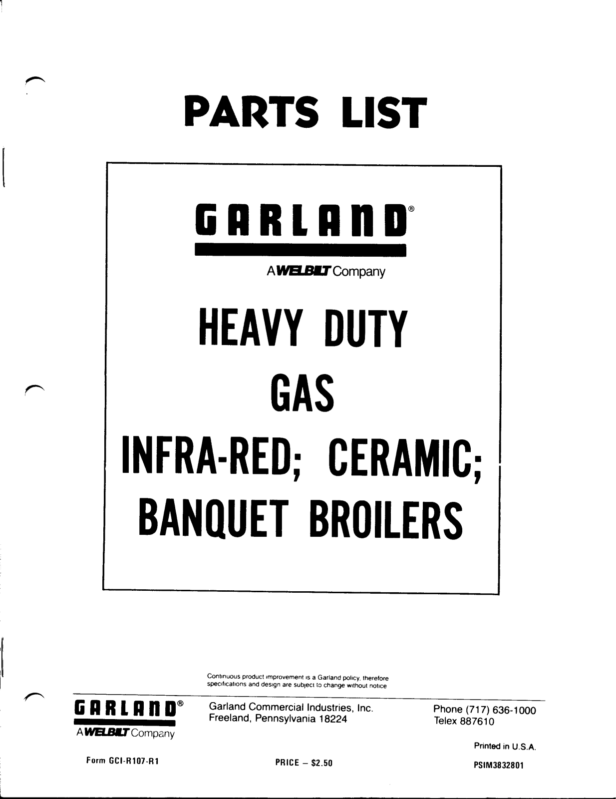 Garland 6-40 Parts List