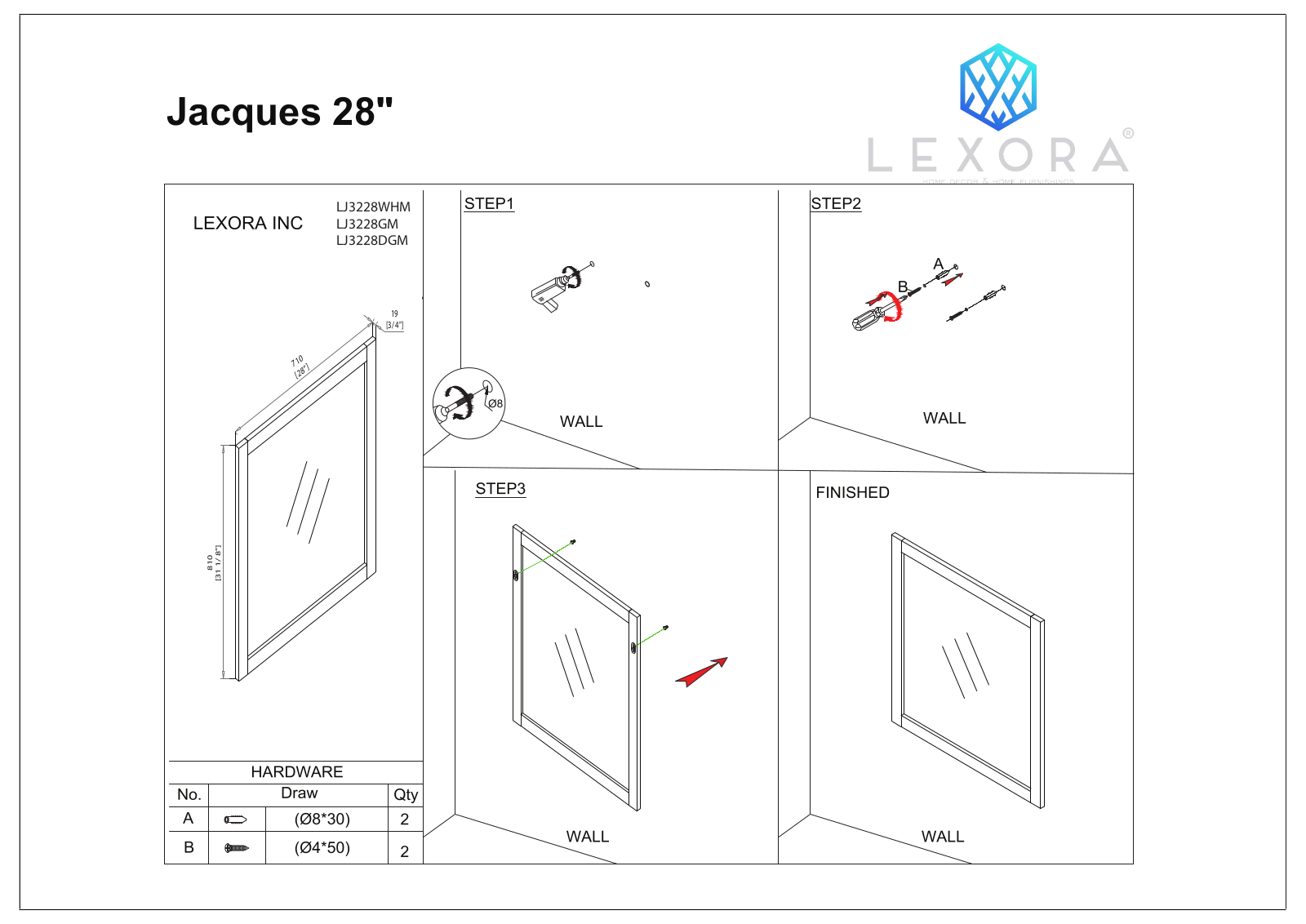 Lexora LJ342230SBDS000, LJ342230SADS000, LD342284DEDS000 Instruction Manual - ManualMachine.com