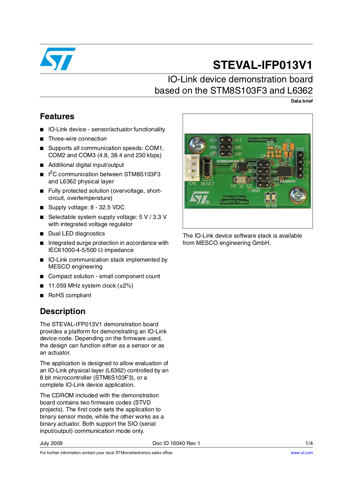 ST IFP013V1 User Manual