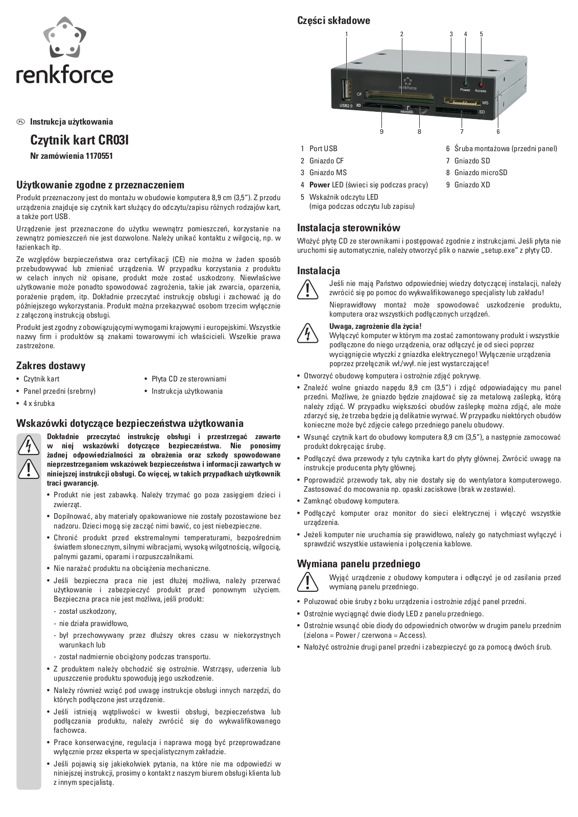 Renkforce CR03I User guide