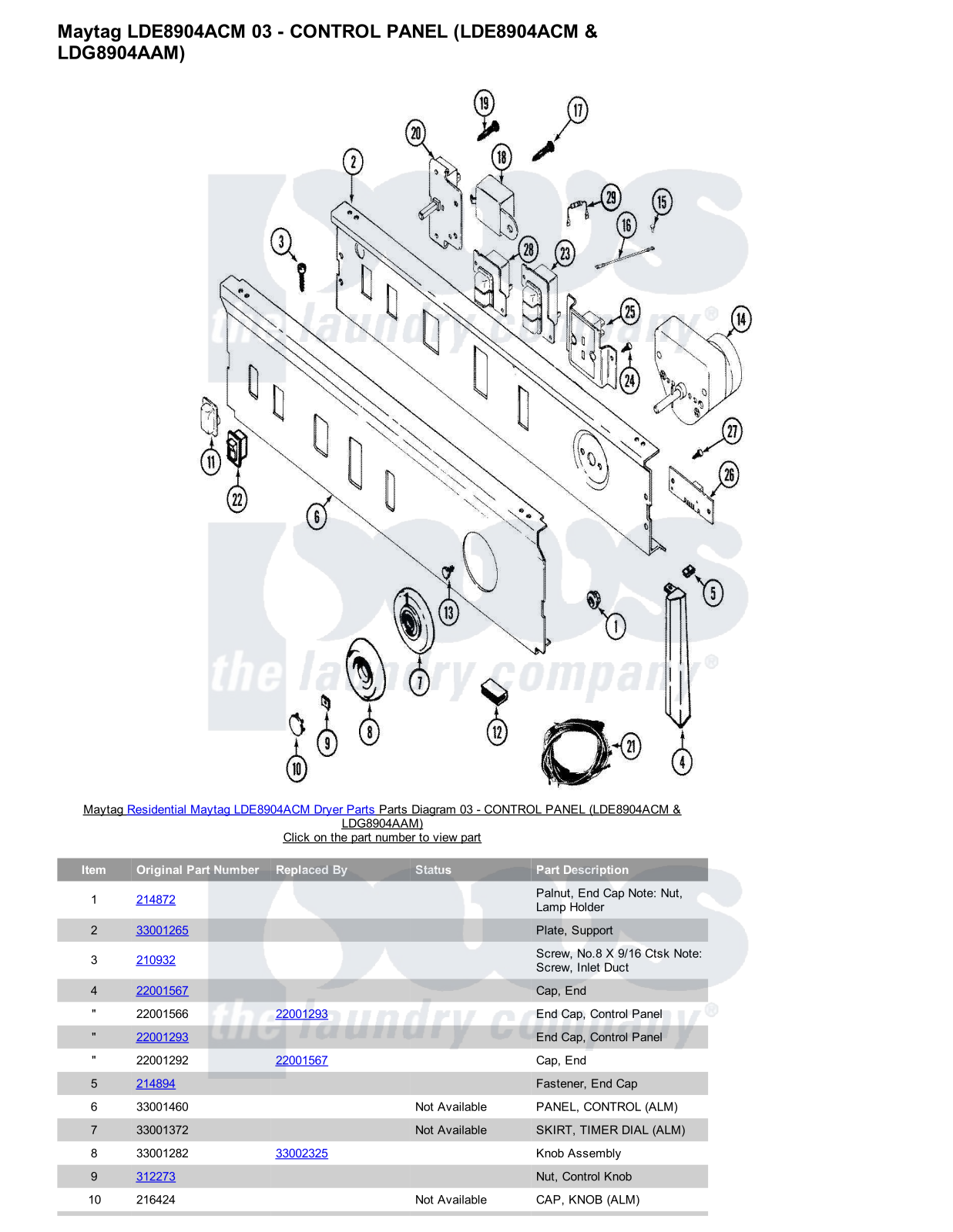 Maytag LDE8904ACM Parts Diagram