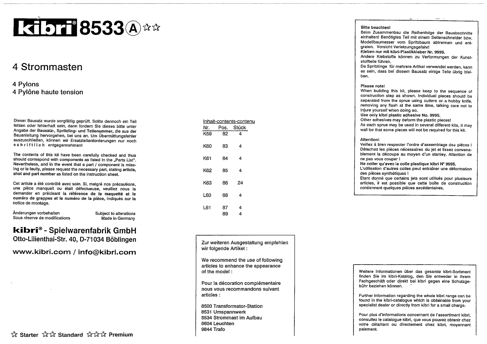 Kibri 8533 User Manual