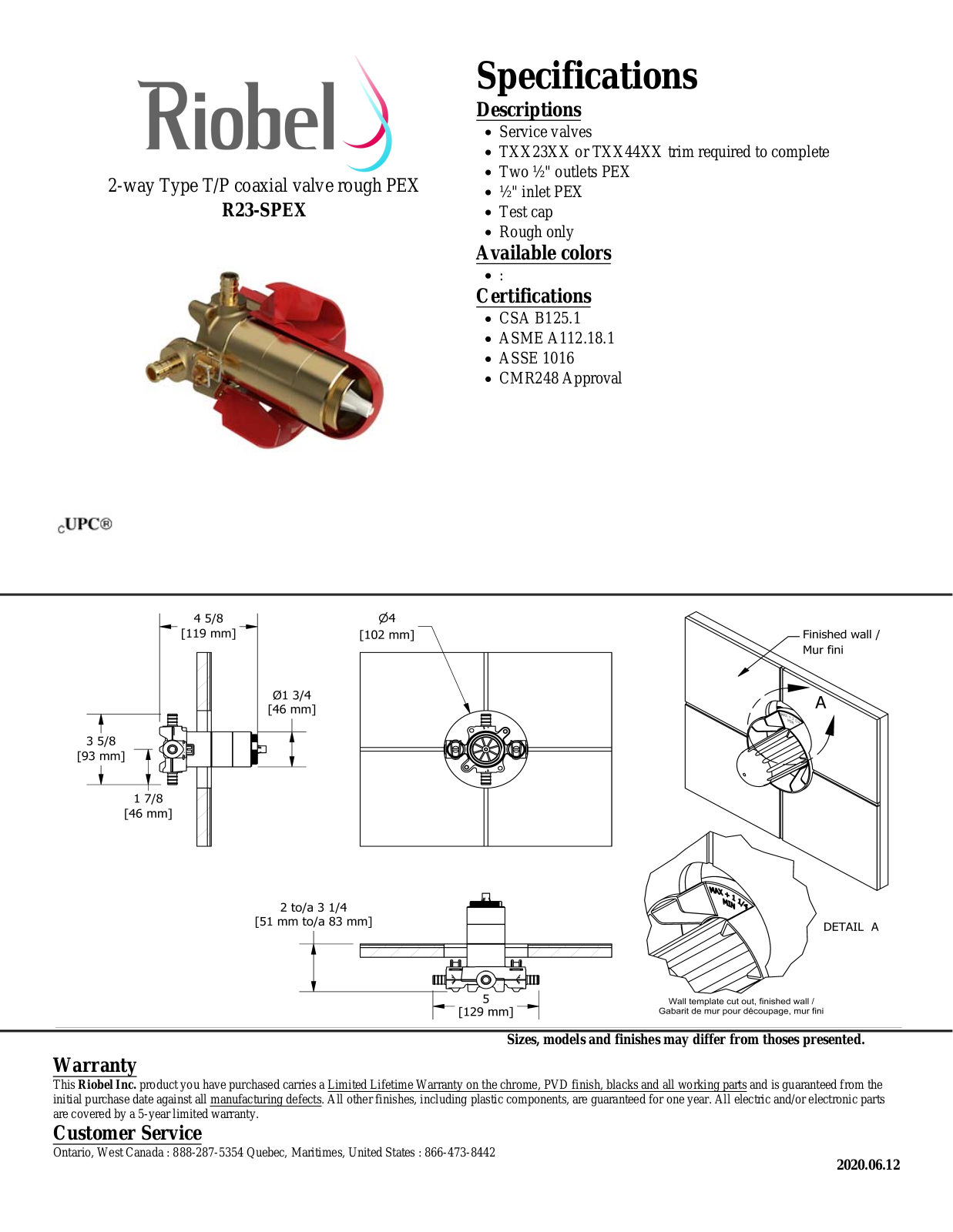 Riobel R23SPEX Specifications - ManualMachine.com