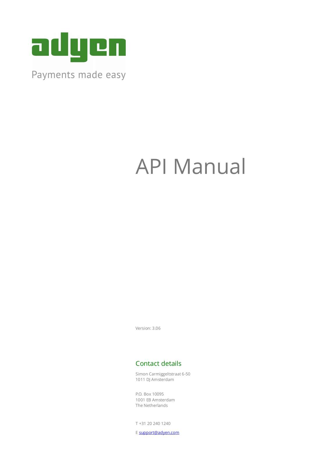 Adyen API User Manual