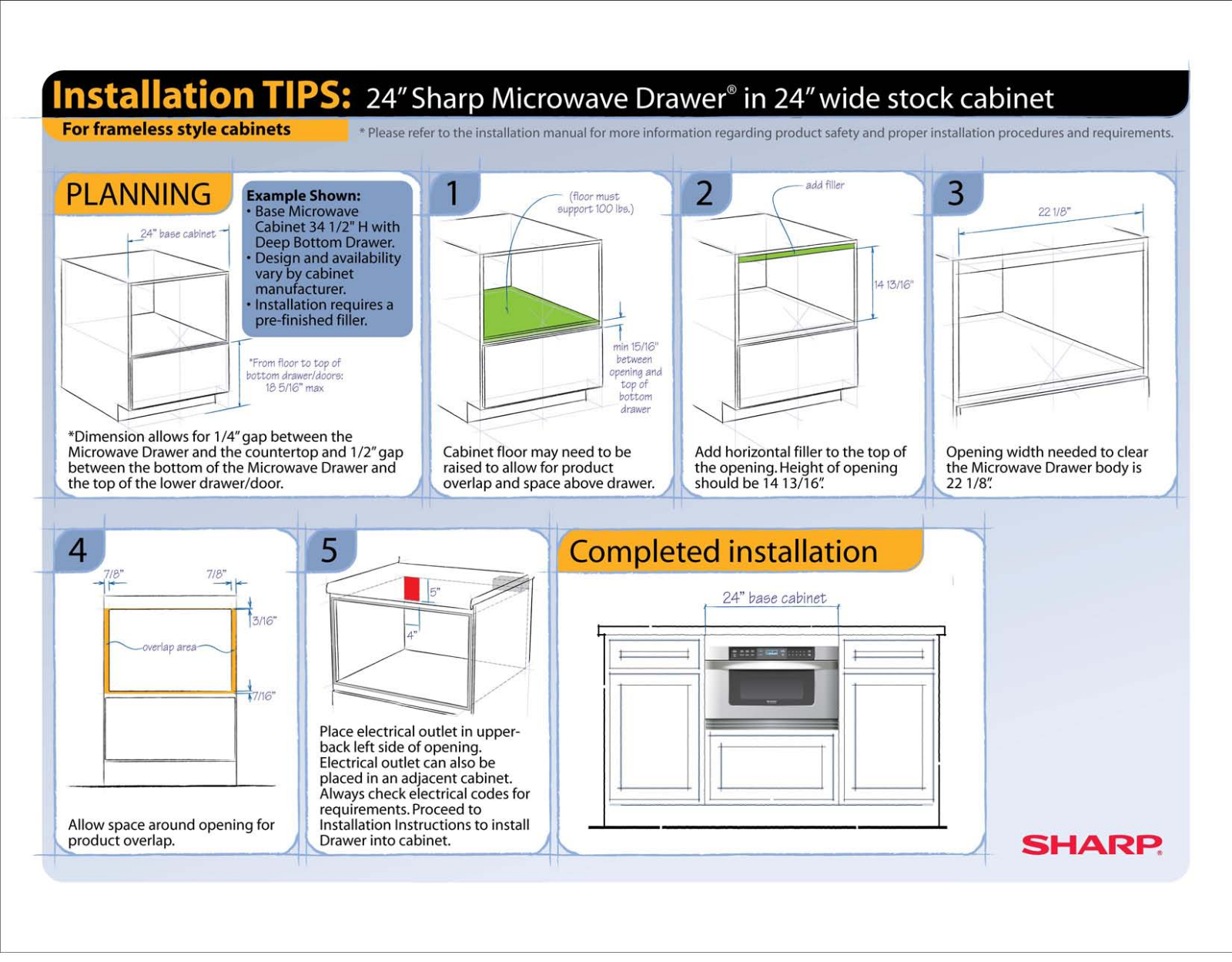 Sharp 24 in 24 Frameless Cabinet Quick Start Manual