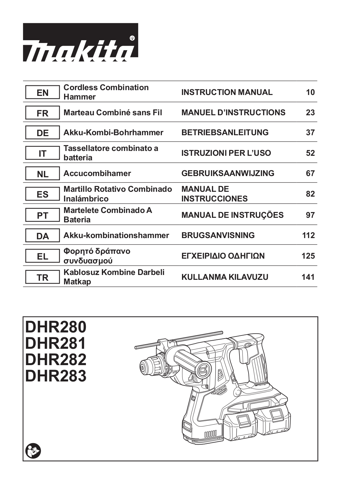 Makita DHR282, DHR281, DHR283, DHR280 User Manual
