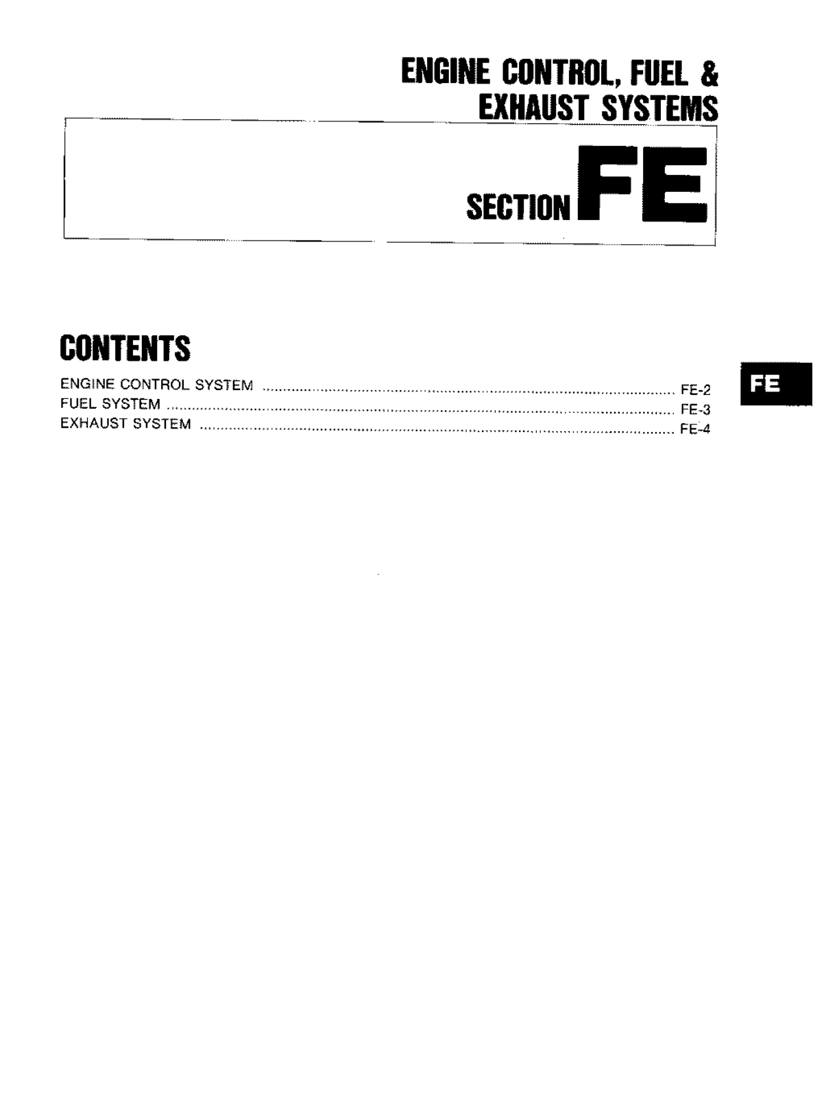 Nissan 300zx Fuel Exhaust Systems Section FE 1990 Owner's Manual