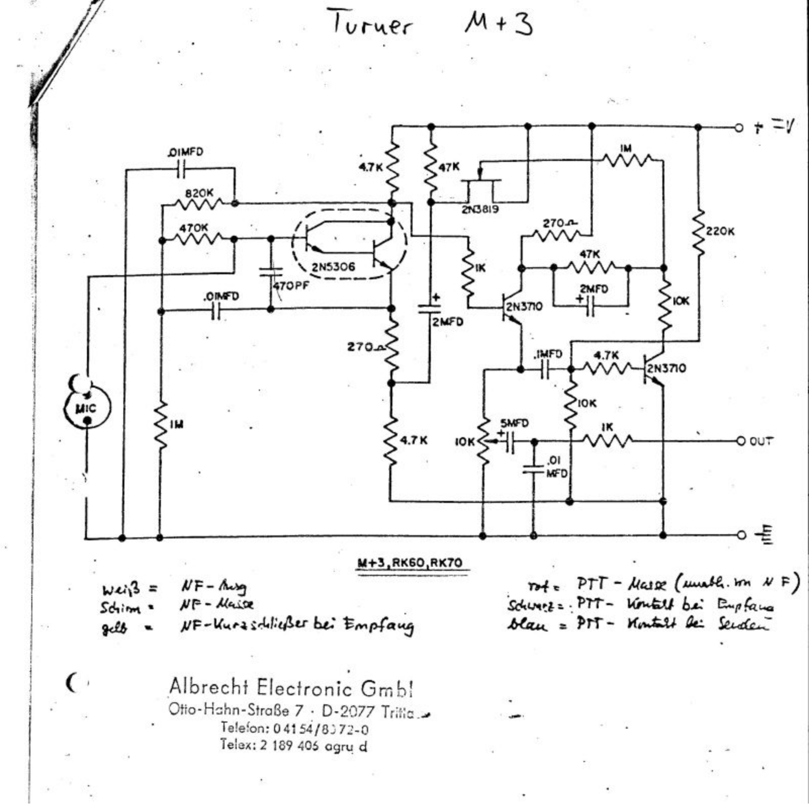 Turner M+3_RK60_RK70 Schematics