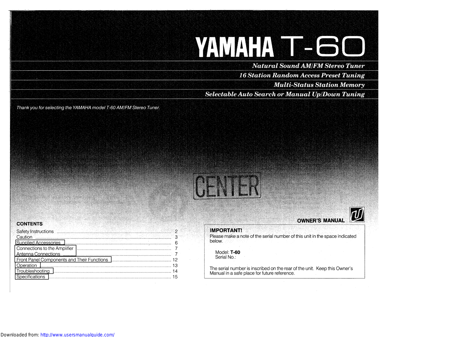 Yamaha Audio T-60 User Manual