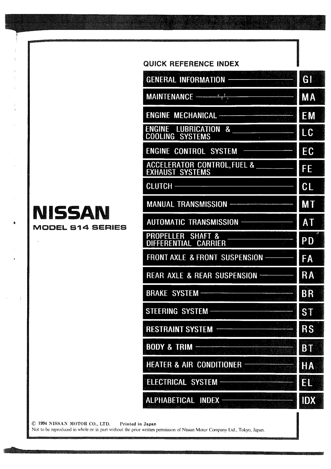 Nissan 200SX S14, Silvia 1994 User Manual