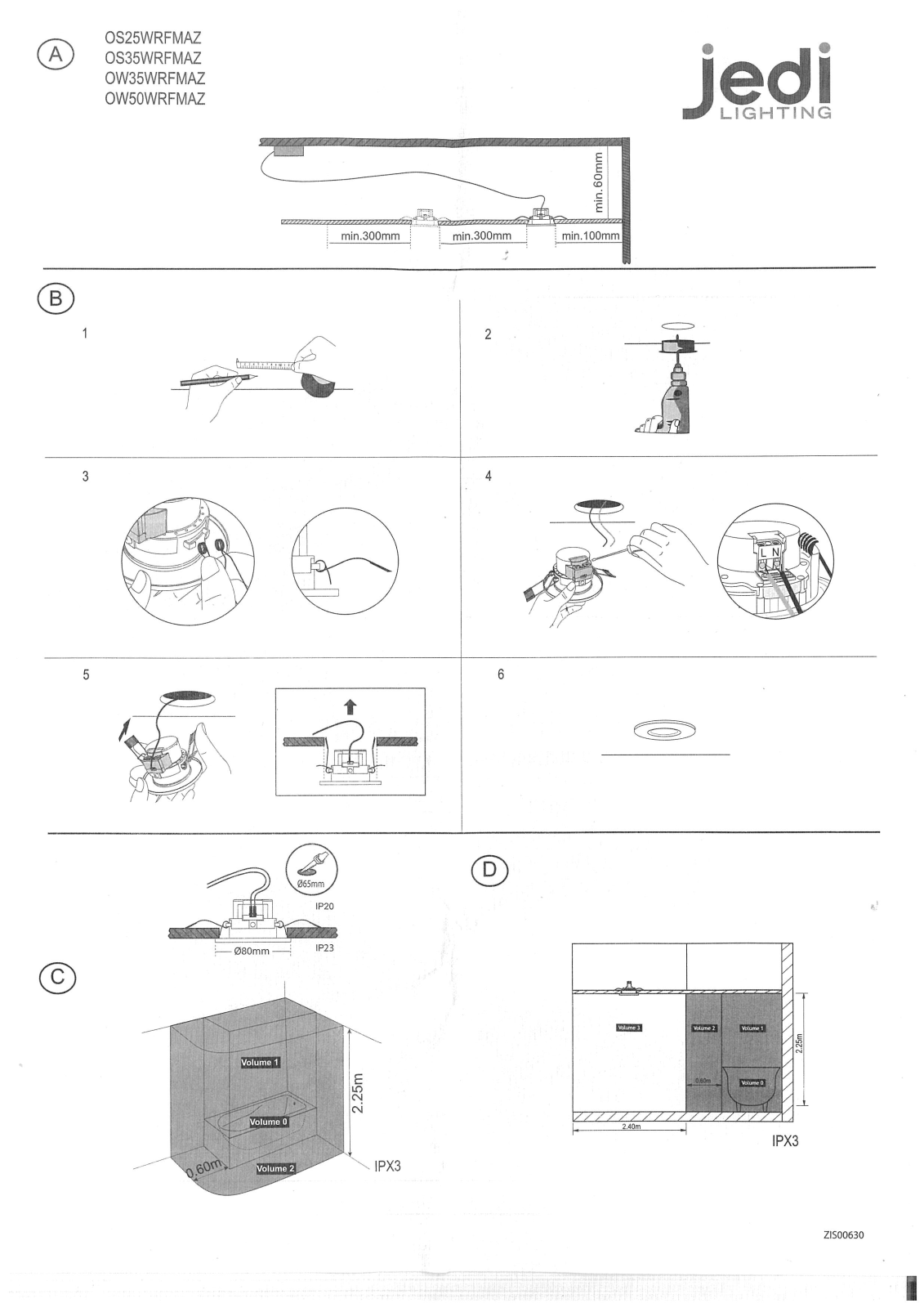 JEDI Lighting OS25WRFMAZ, OS35WRFMAZ, OW35WRFMAZ, OW50WRFMAZ User guide