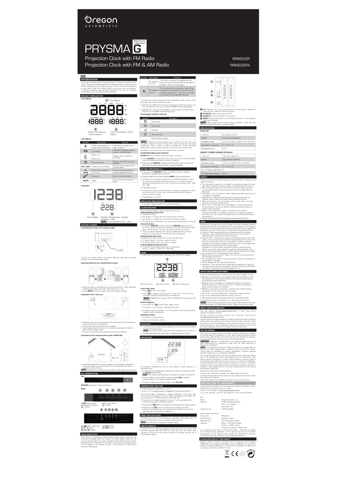 Oregon Scientific RRM222P, RRM222PA User Manual