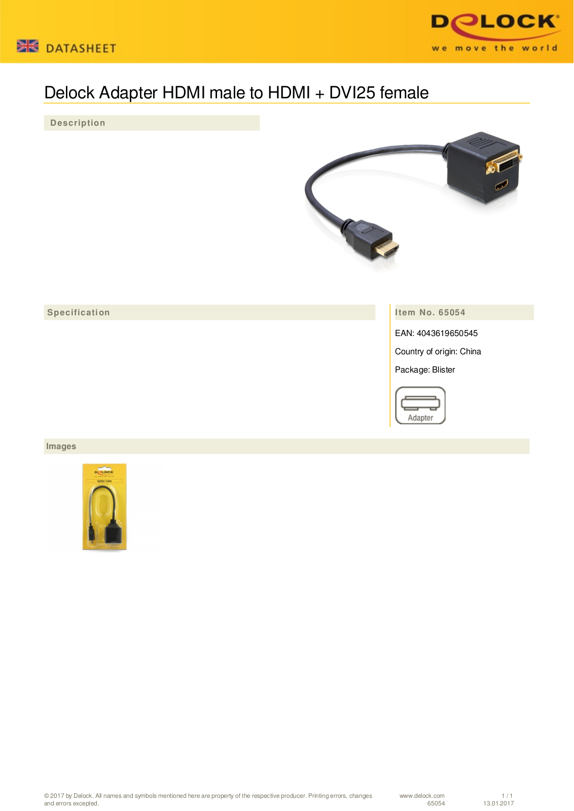 DeLOCK HDMI type D Micro,HDMI DVI-D cable 3m User Manual