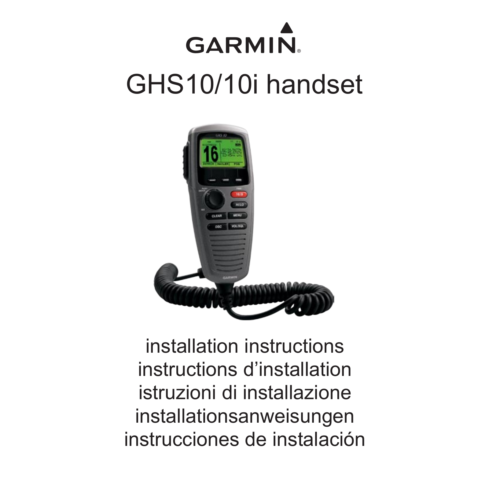 Garmin GHS 10/10i Wired VHF Handset Installation Instructions