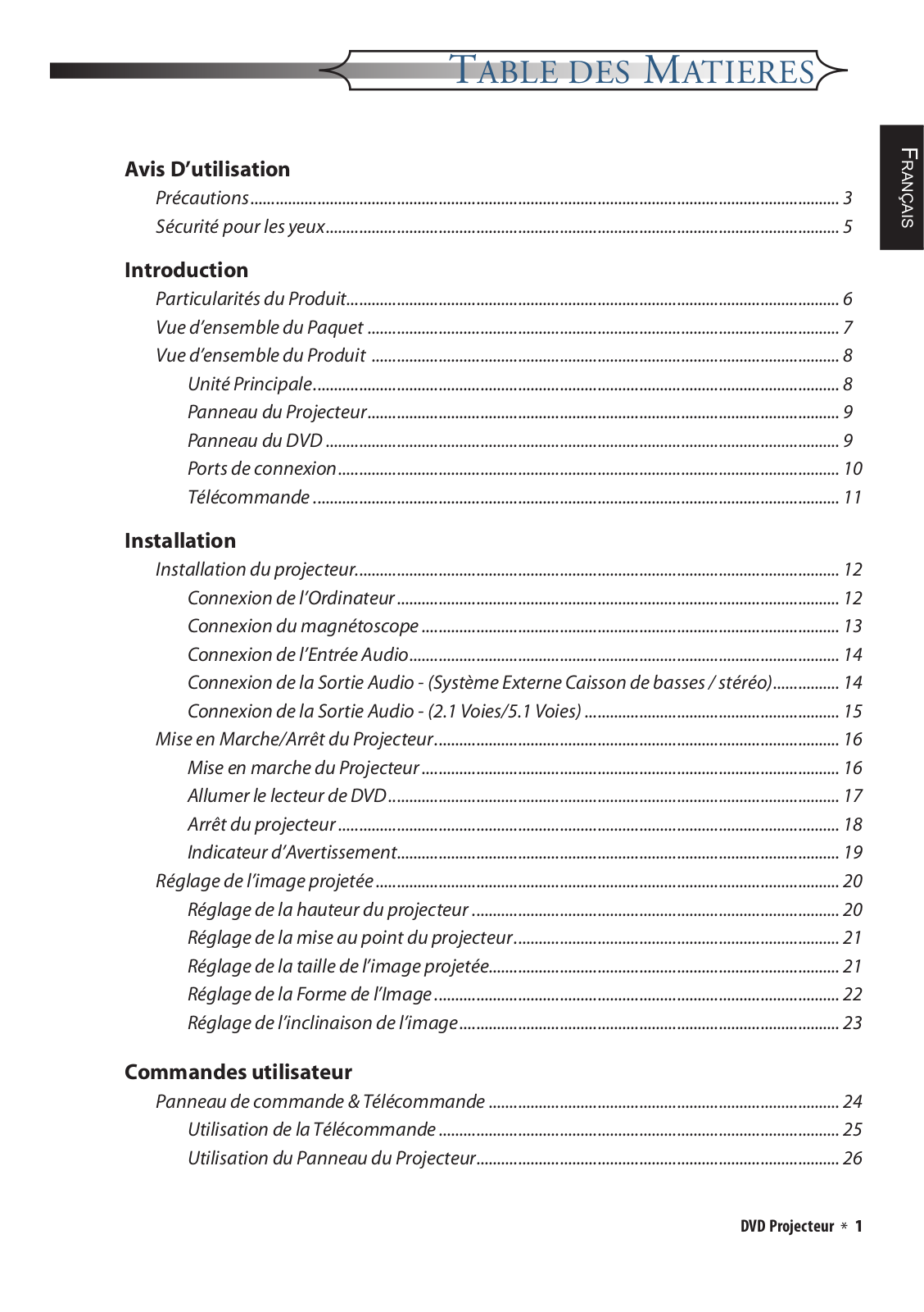 OPTOMA DV10 User Manual