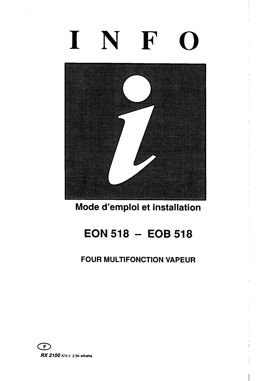 electrolux EON518, EOB518 User Manual