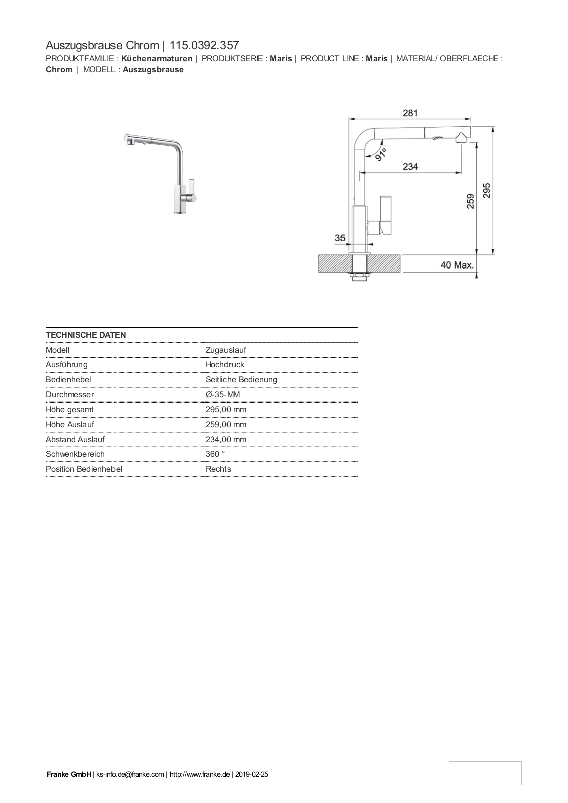 Franke 115.0392.357 Service Manual