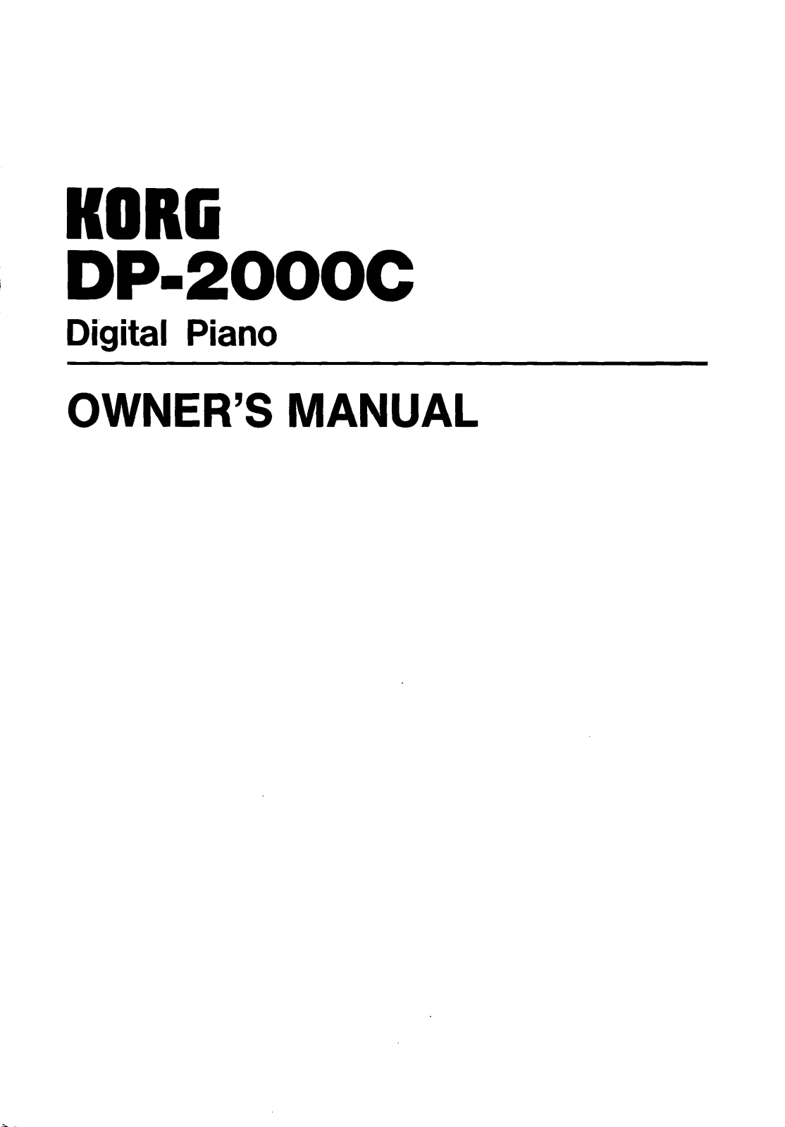 Korg DP2000C User Manual