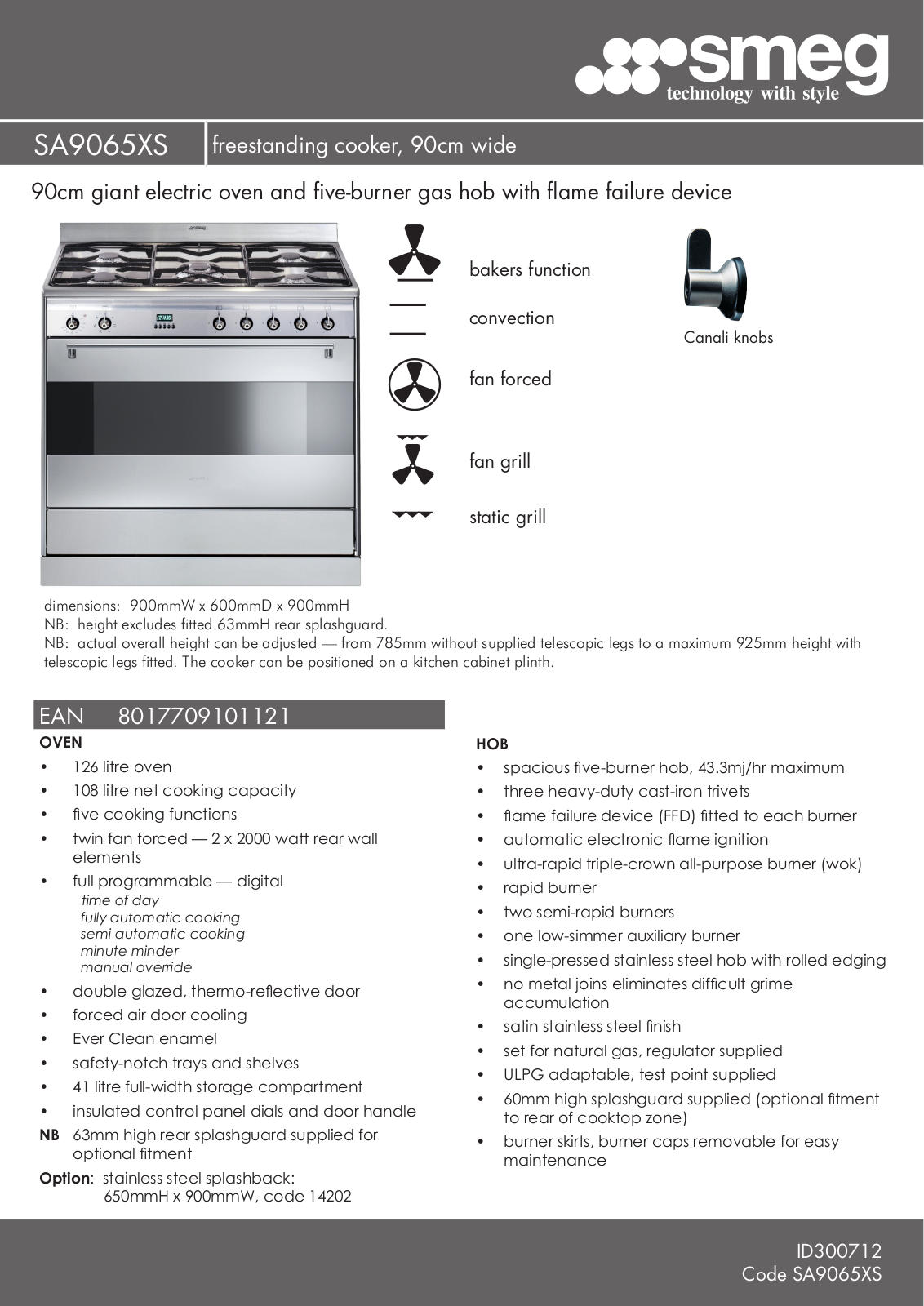 Smeg SA9065X User Manual