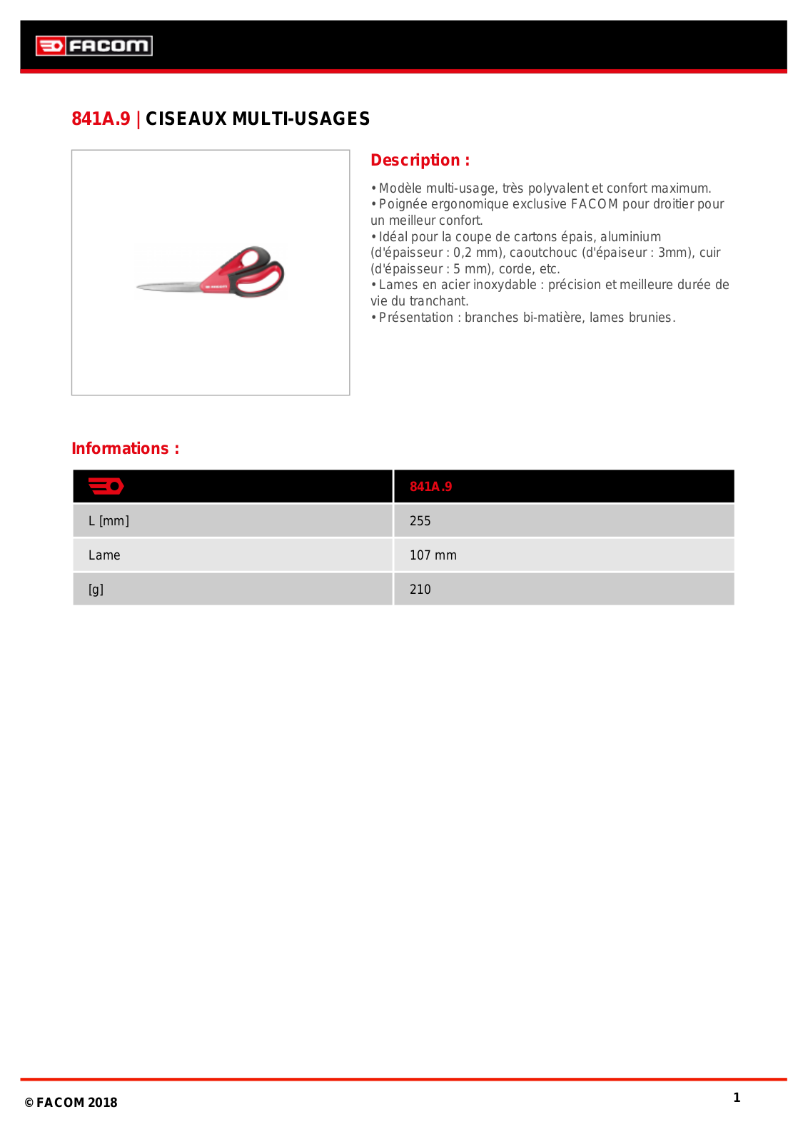 Facom 841A.9PB Specification - ManualMachine.com