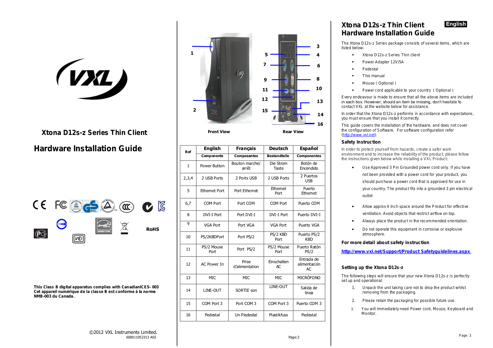 VXL Instruments D12s-z User Manual