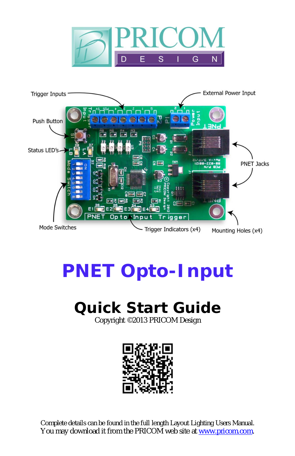 PRICOM Design PNET OPTO-input Quick Start Manual - ManualMachine.com