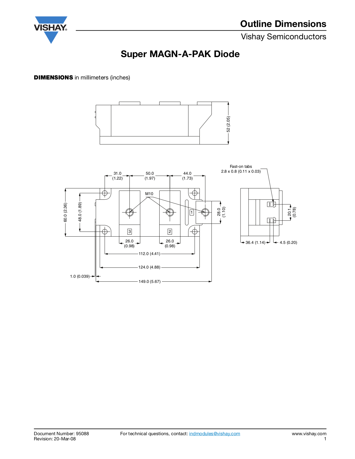 Vishay Super MAGN-A-PAK Diode Dimensional Sheet