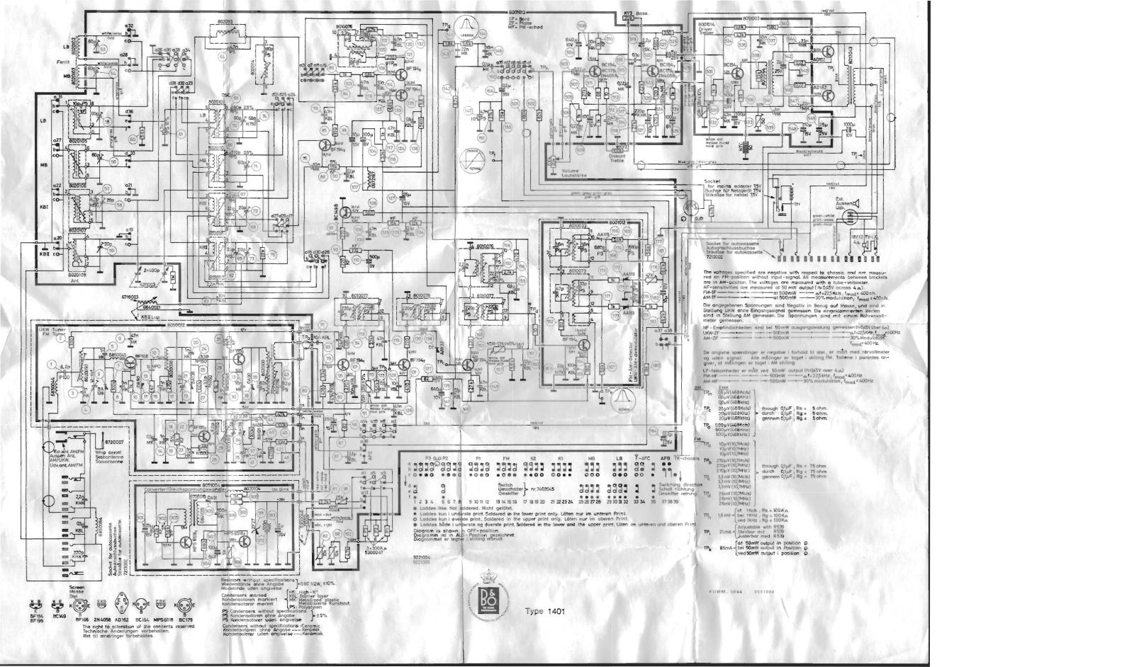 Bang and Olufsen Beolit 1000 Schematic