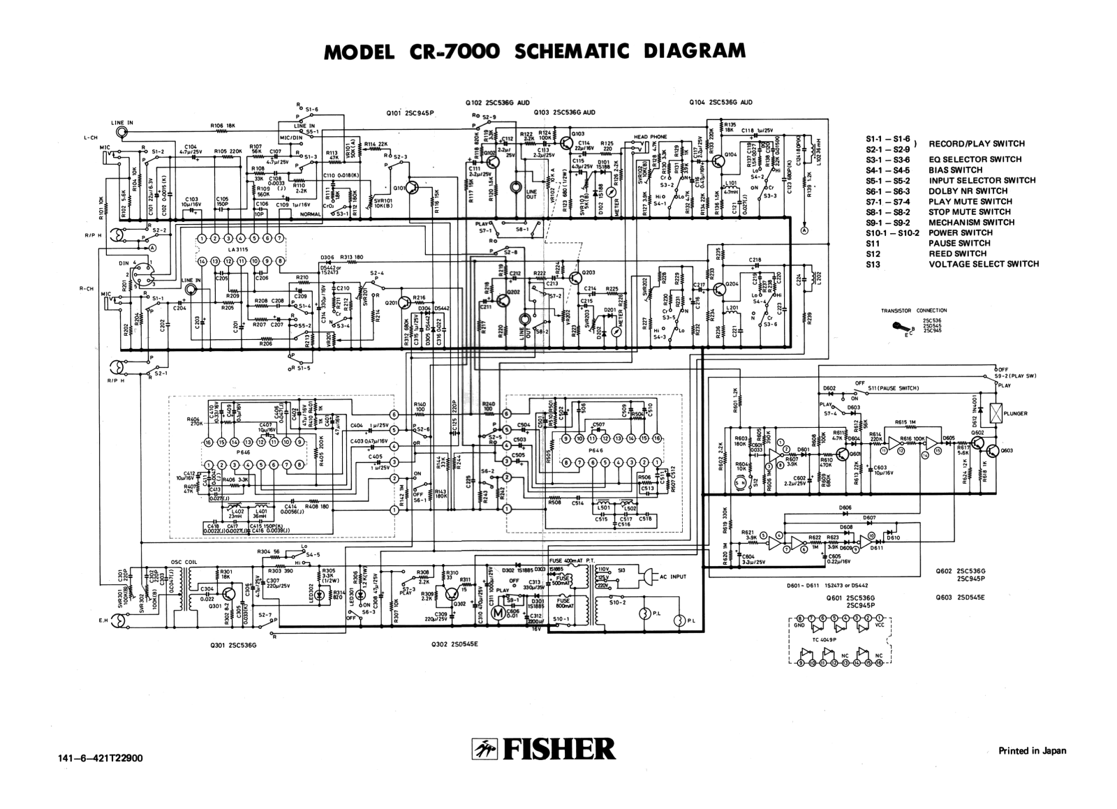 Fisher CR-7000 Schematic