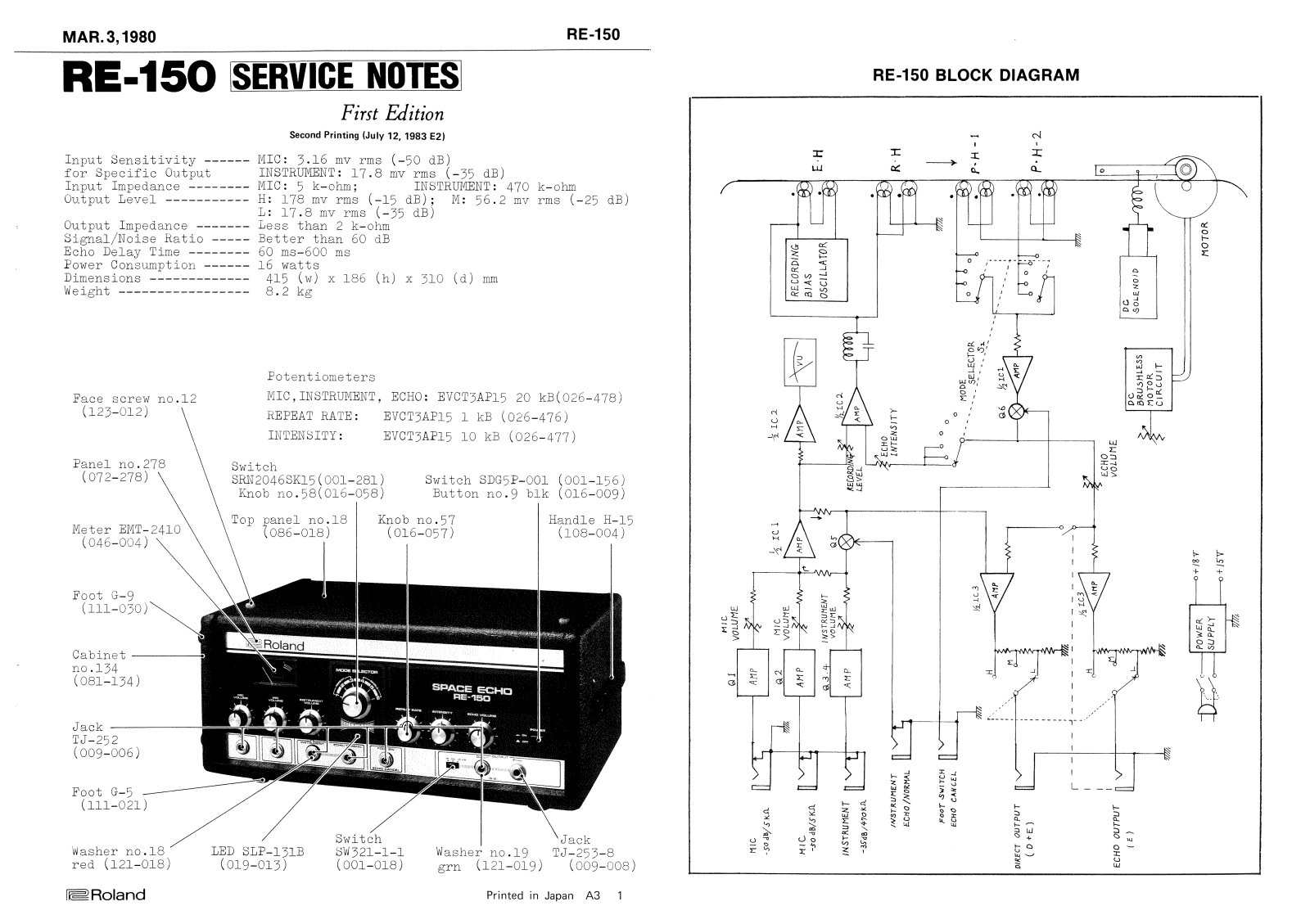 Roland SM_RE-150 Schematic