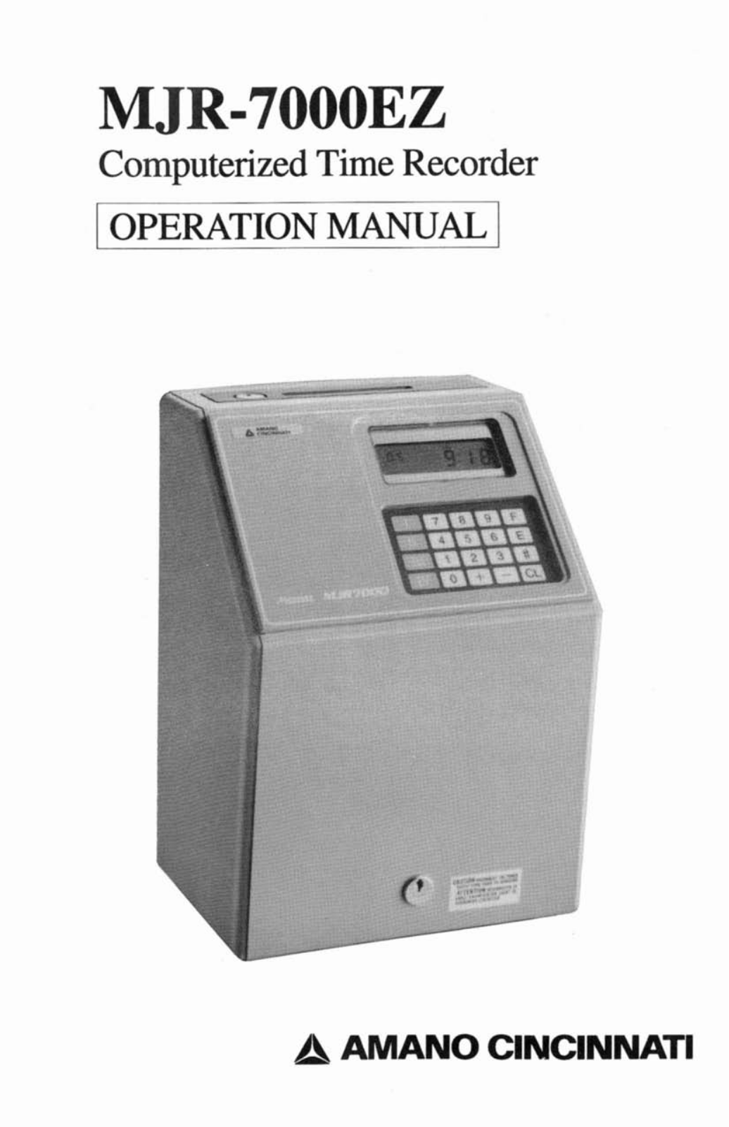 Amano MJR-7000EZ Operation Manual