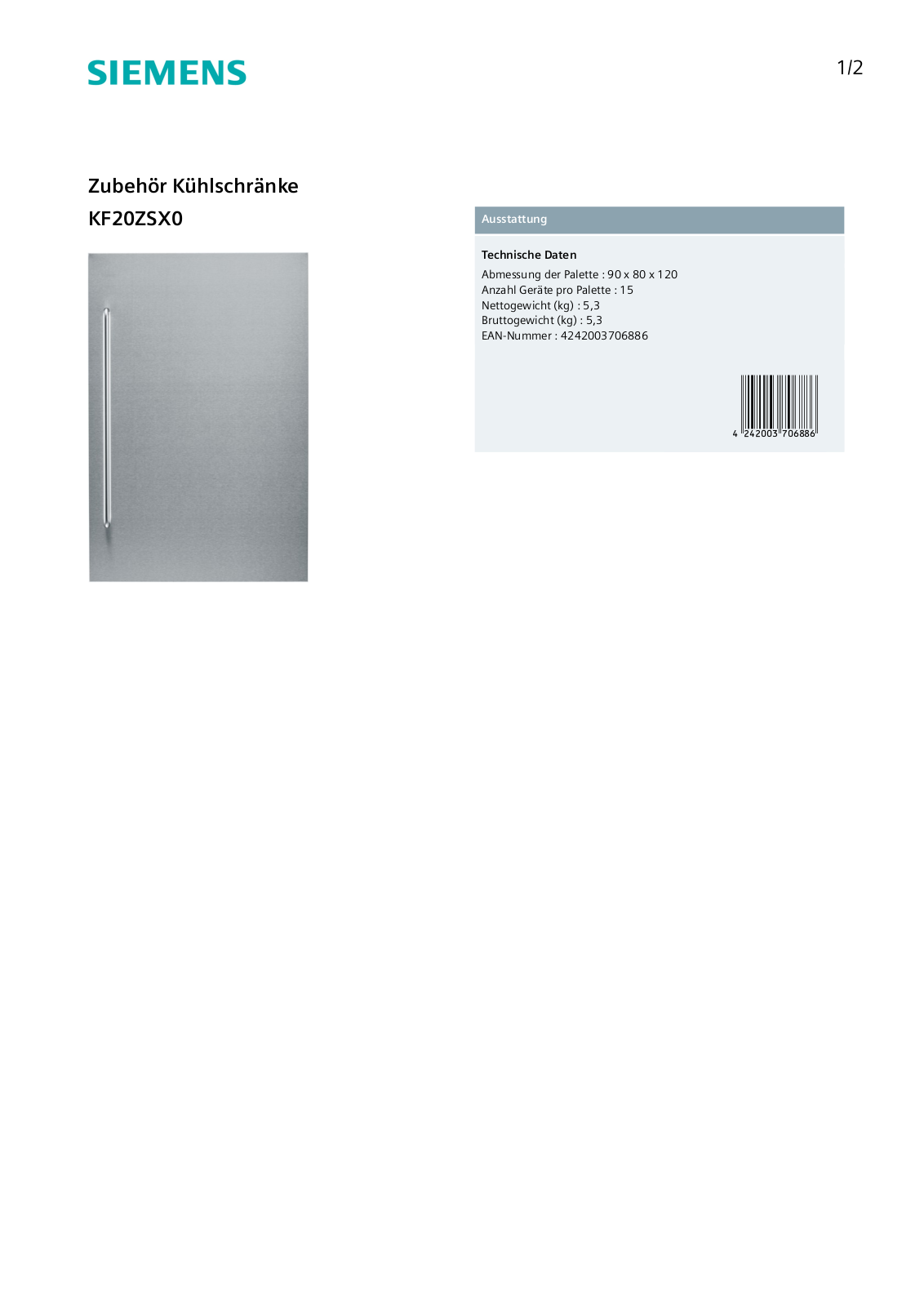 Siemens KF20ZSX0 User Manual