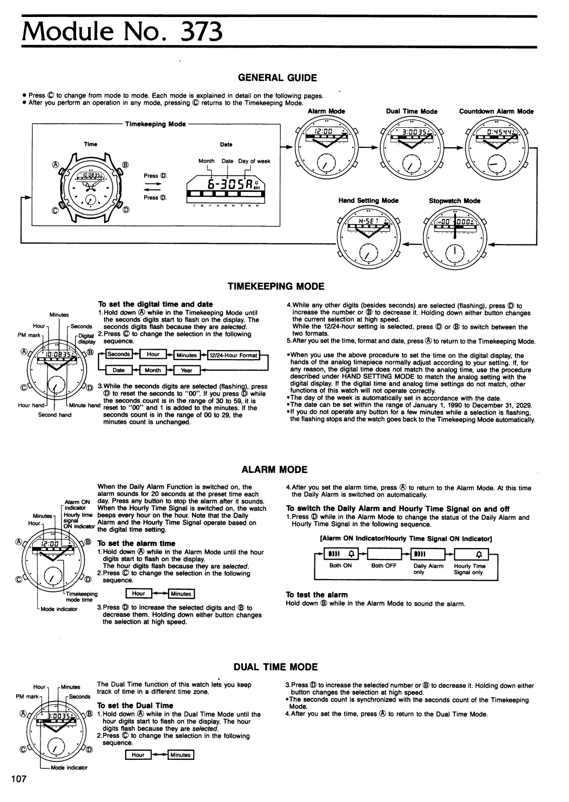 Casio QW-373 User Manual