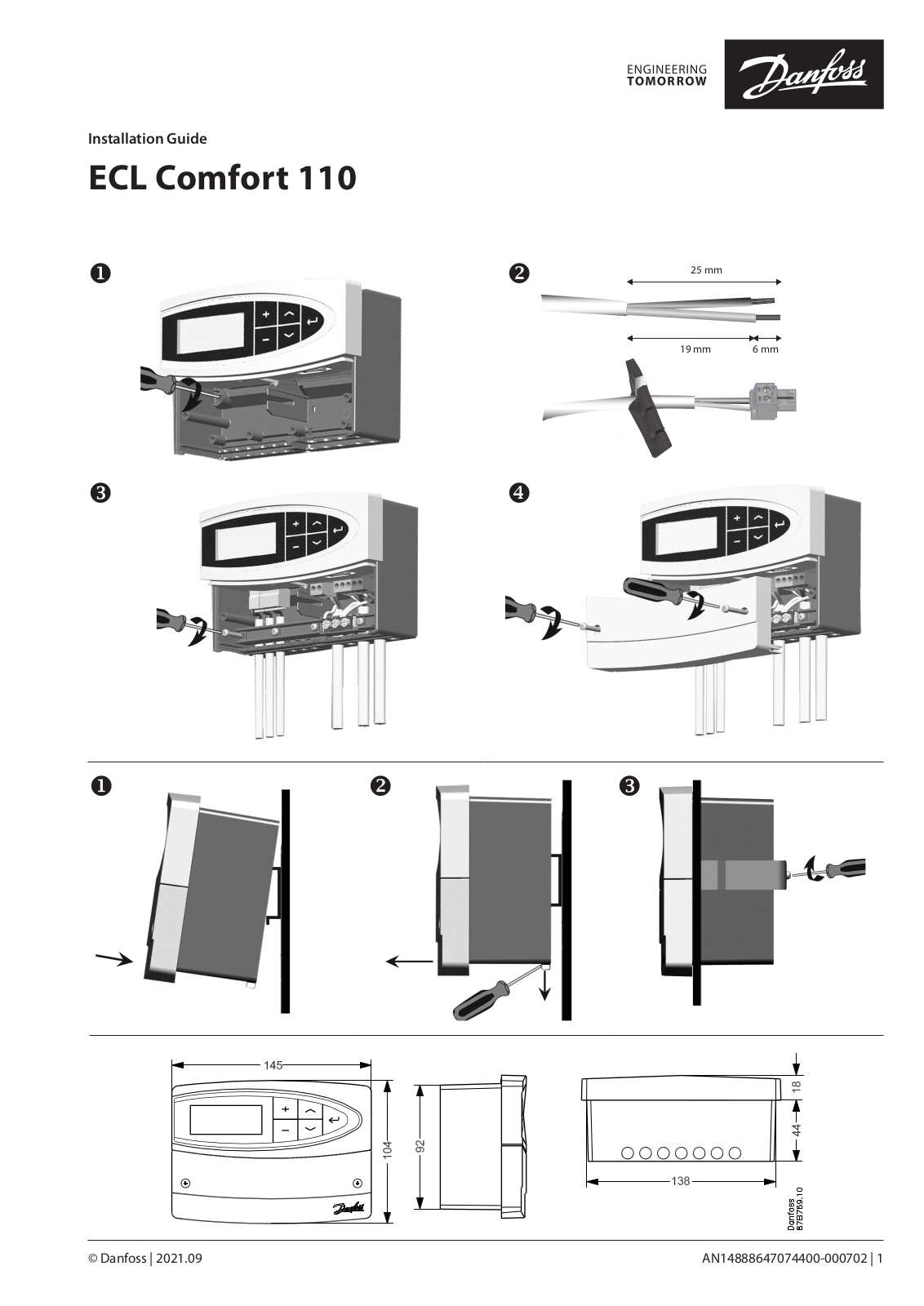 Danfoss ECL Comfort 110 Installation guide