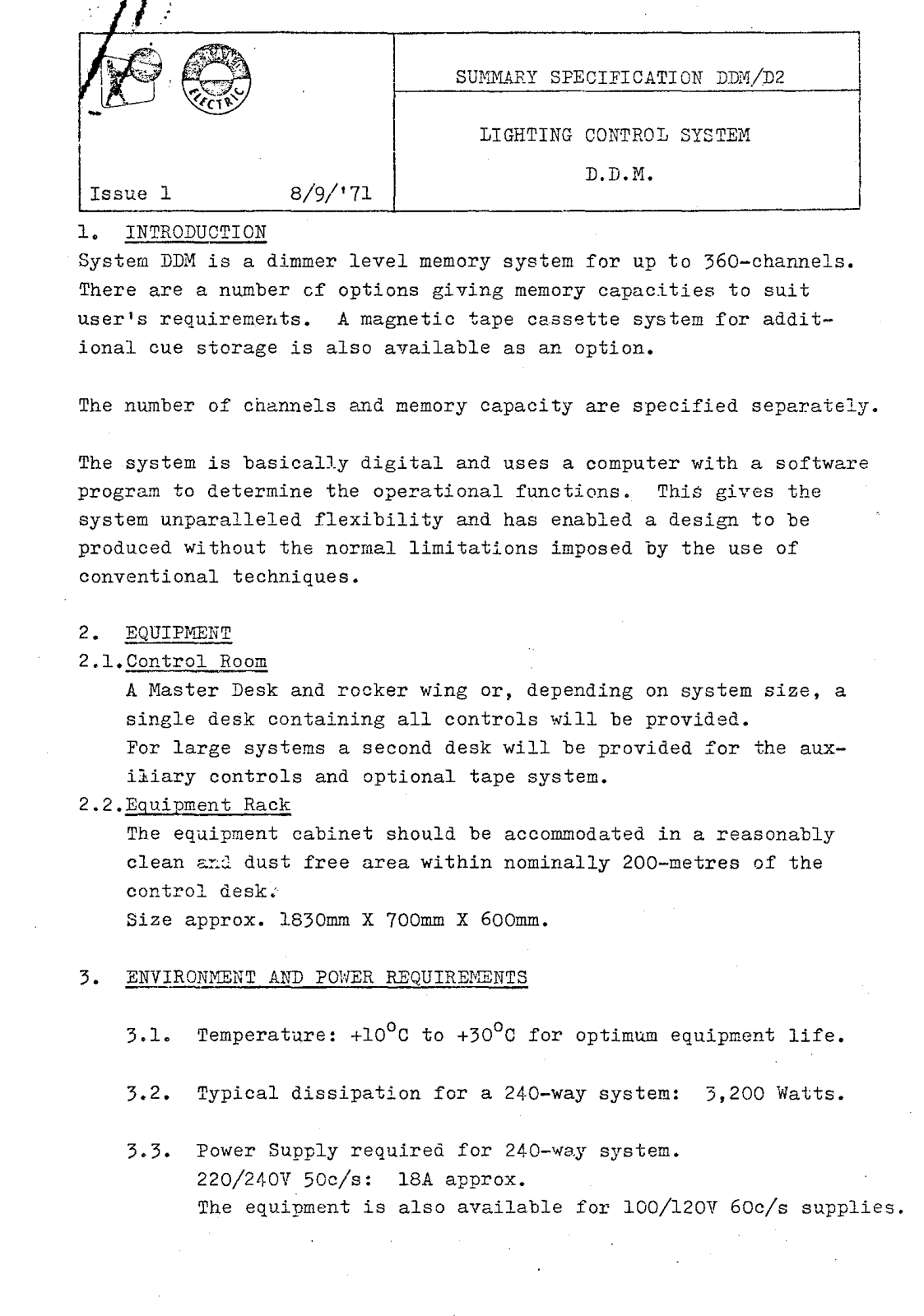 Strand DDM Lighting Control System Summary Specification - ManualMachine.com
