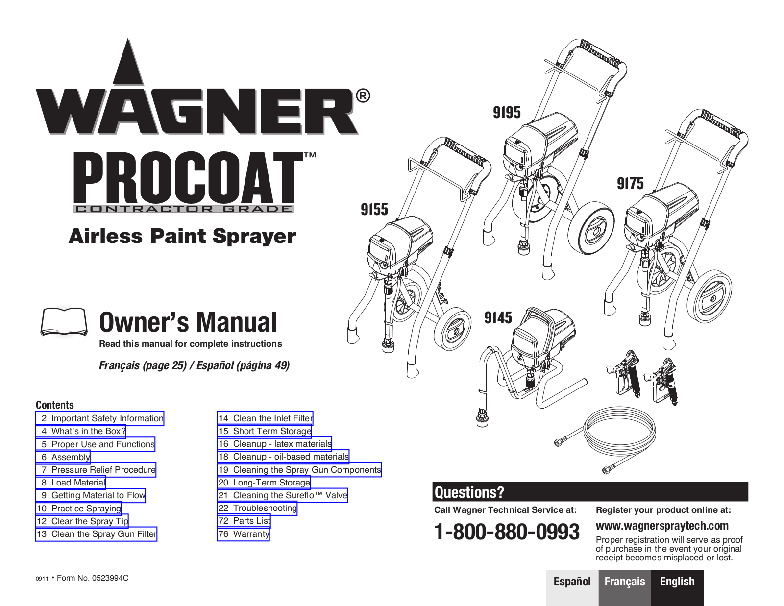 Wagner SprayTech 9155, 9145, 9175, 9195 User Manual