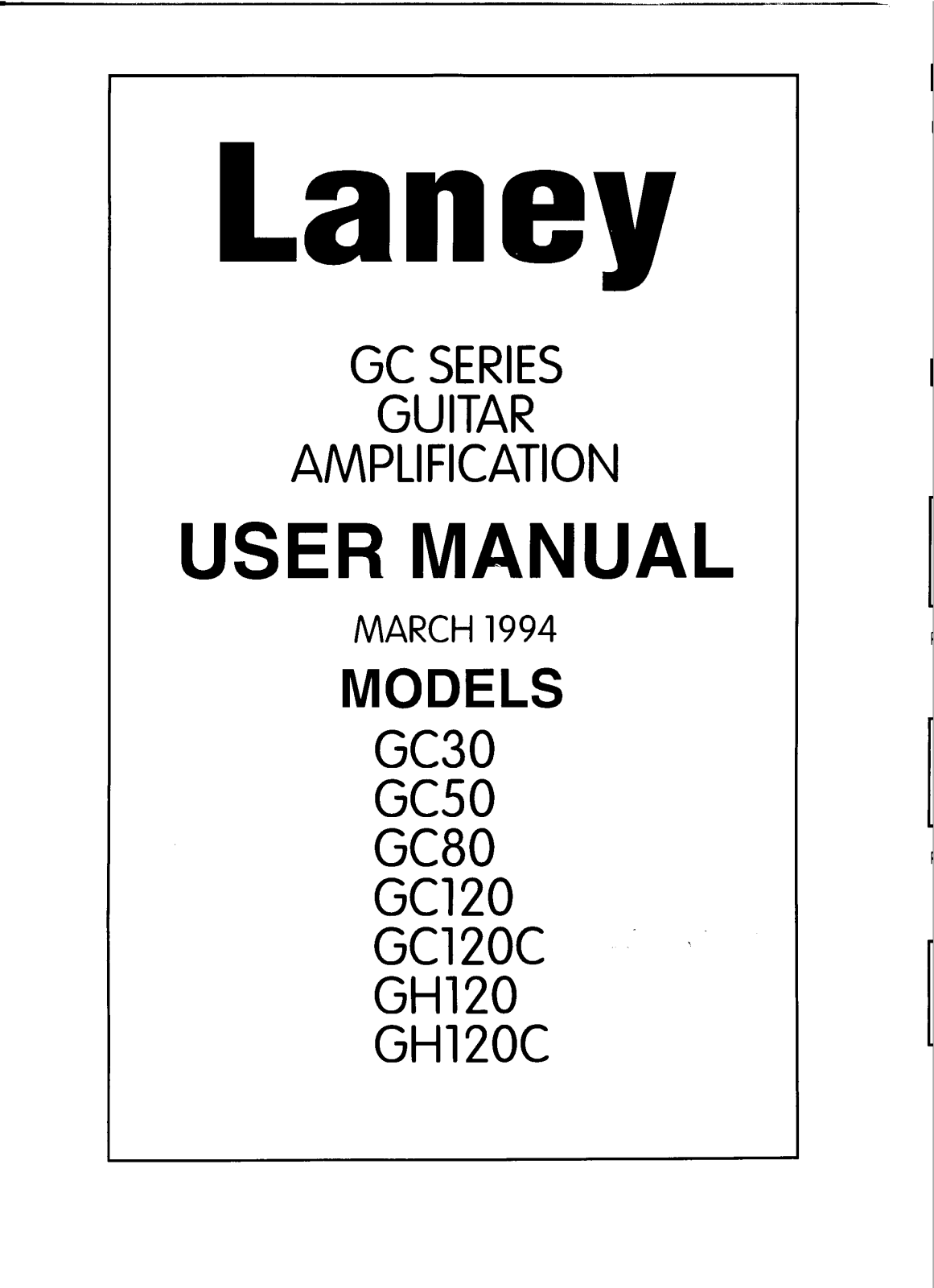 Laney GC30, GC50, GC80, GC120, GC120C Owner's Manual
