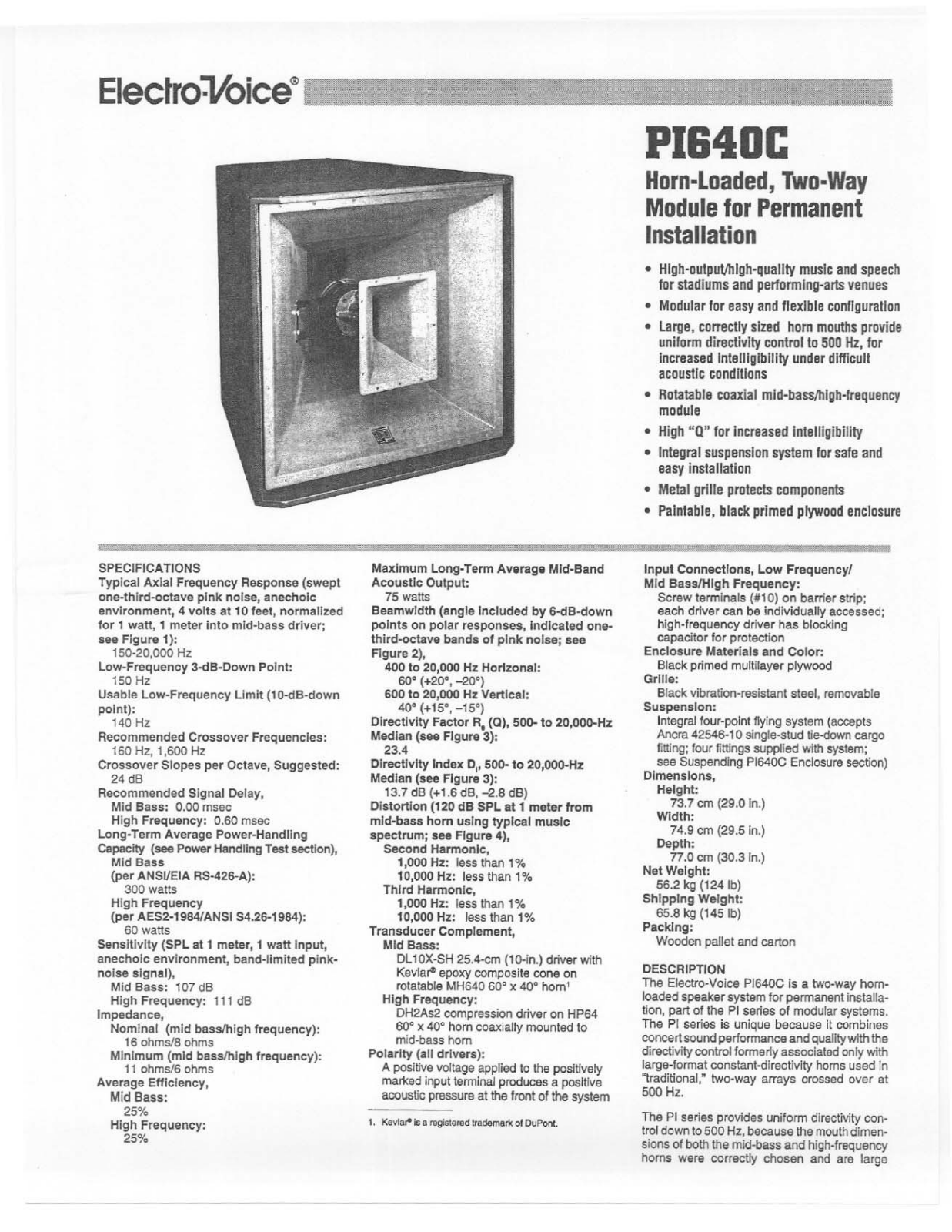 Electro-voice PI640C DATASHEET