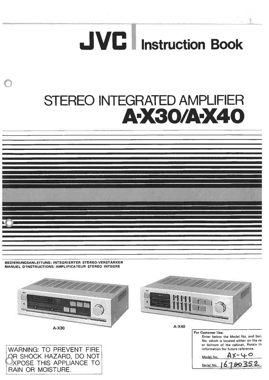 Jvc A-X40, A-X30 Owners Manual