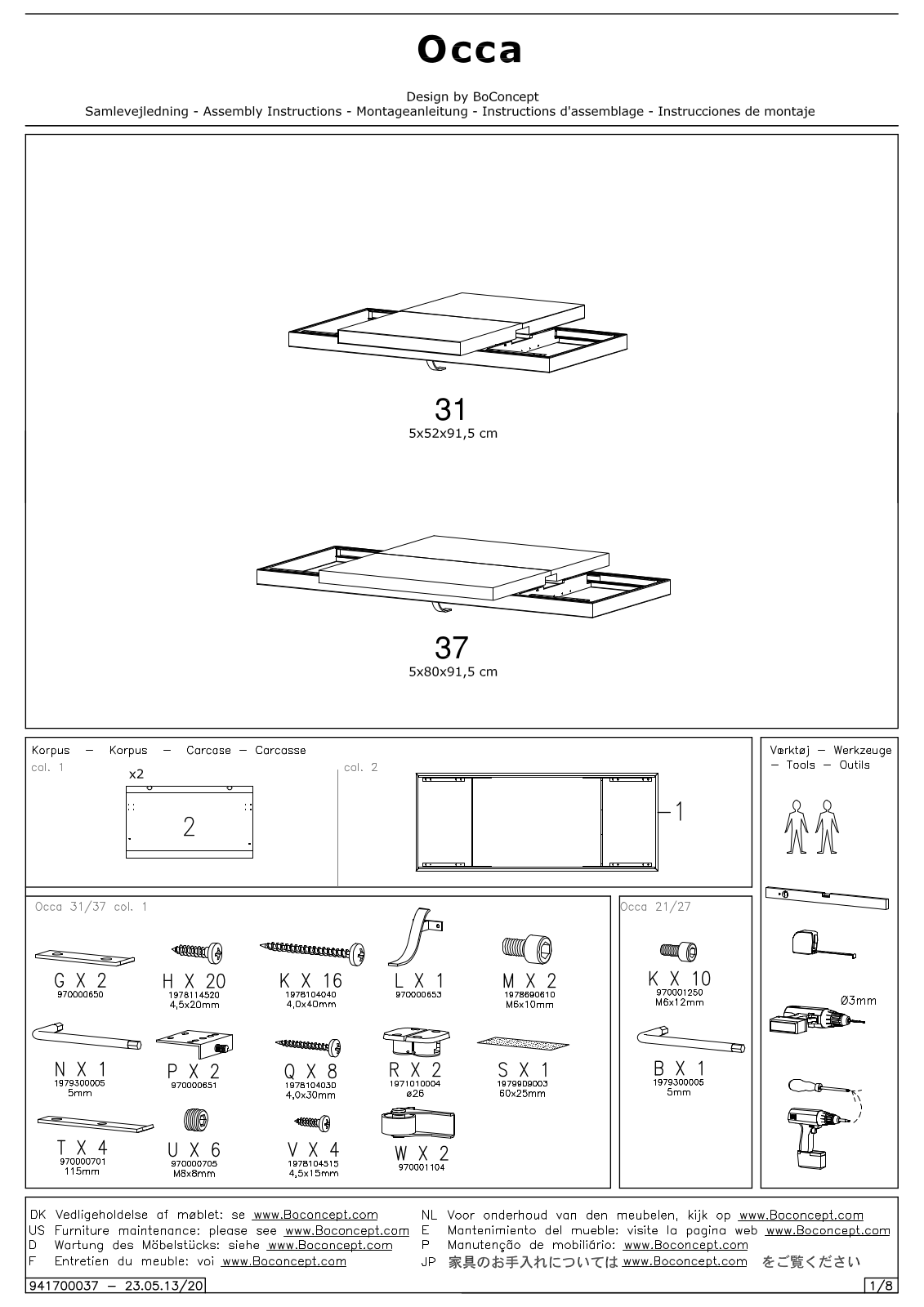 BoConcept 37, 31 Assembly Instruction