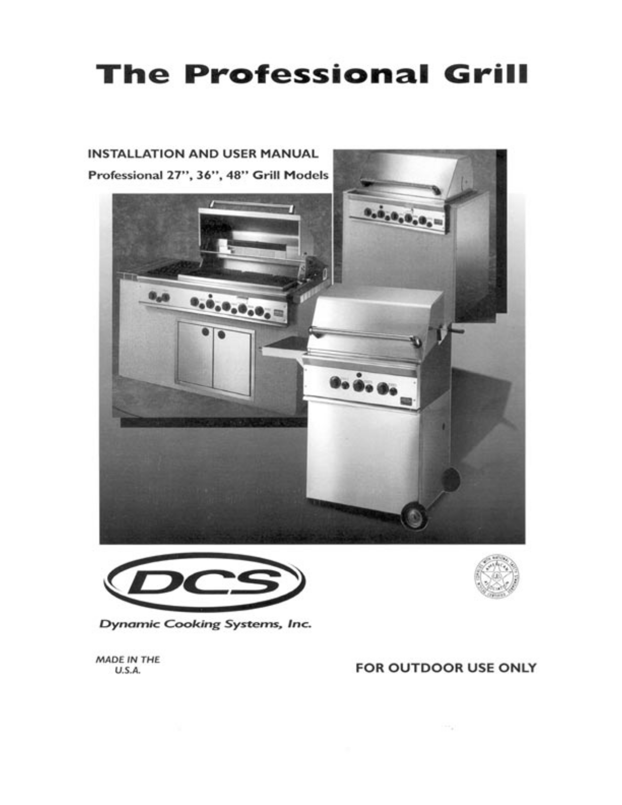 Dcs Dcs36a-bqrn, Dcs36a-bqa, Dcs48a-bqn, Dcs36-bqsl, Dcs48a-bqr Owner's Manual