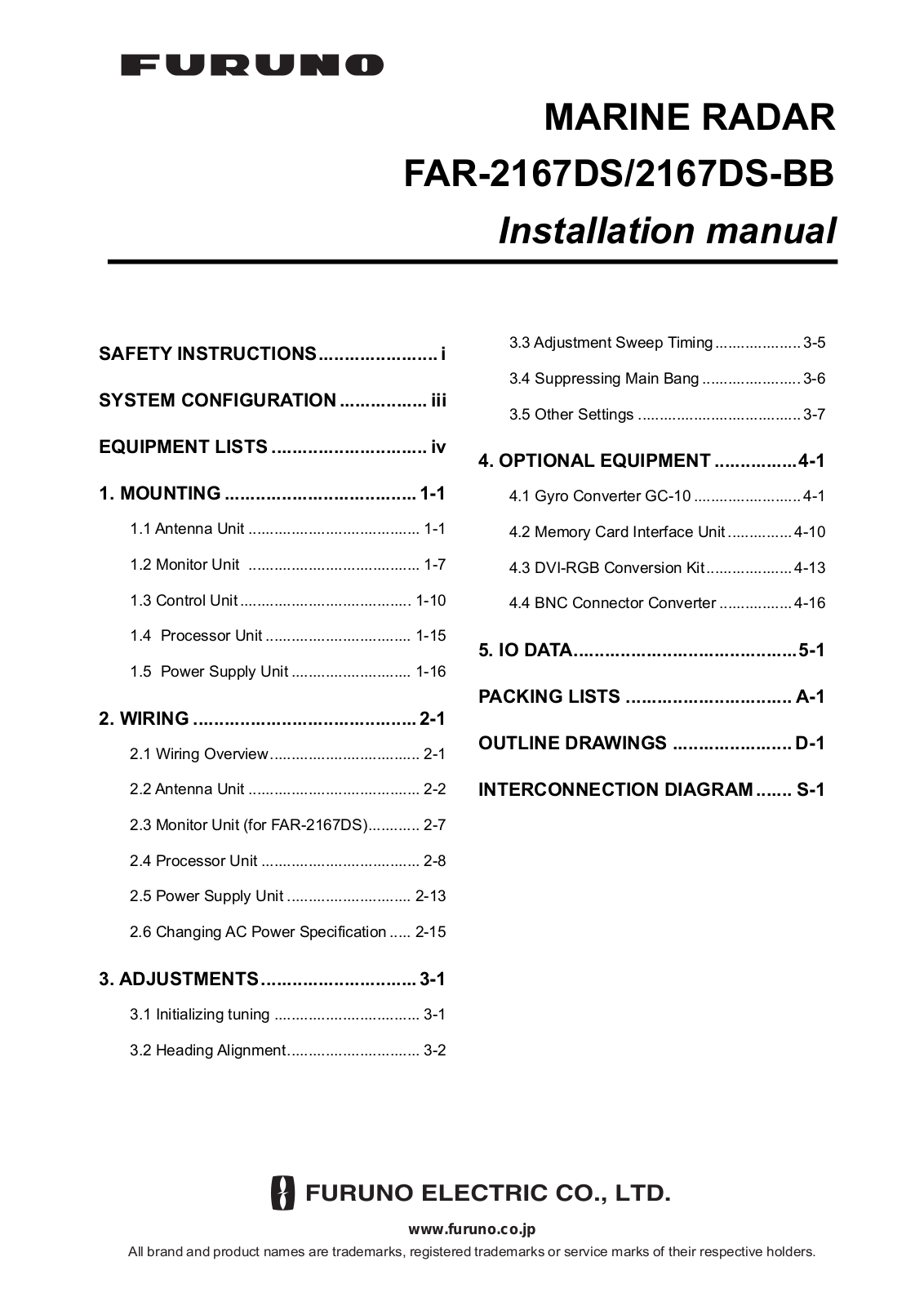 Furuno 2167DS-BB, FAR-2167DS User Manual