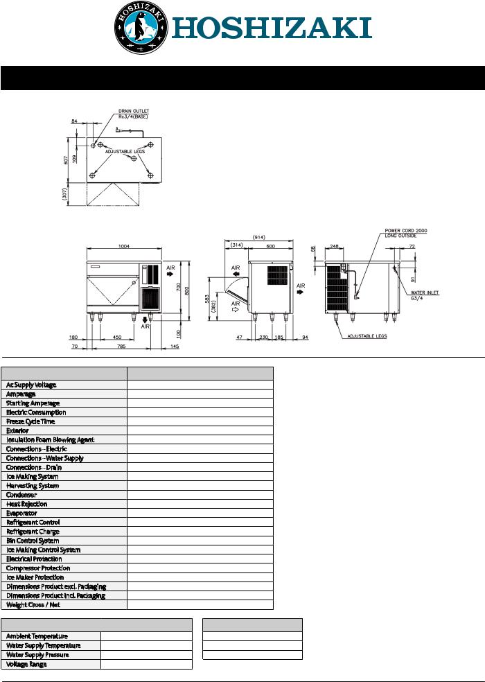 Hoshizaki IM-100CNE-23, IM-100CNE Datasheet