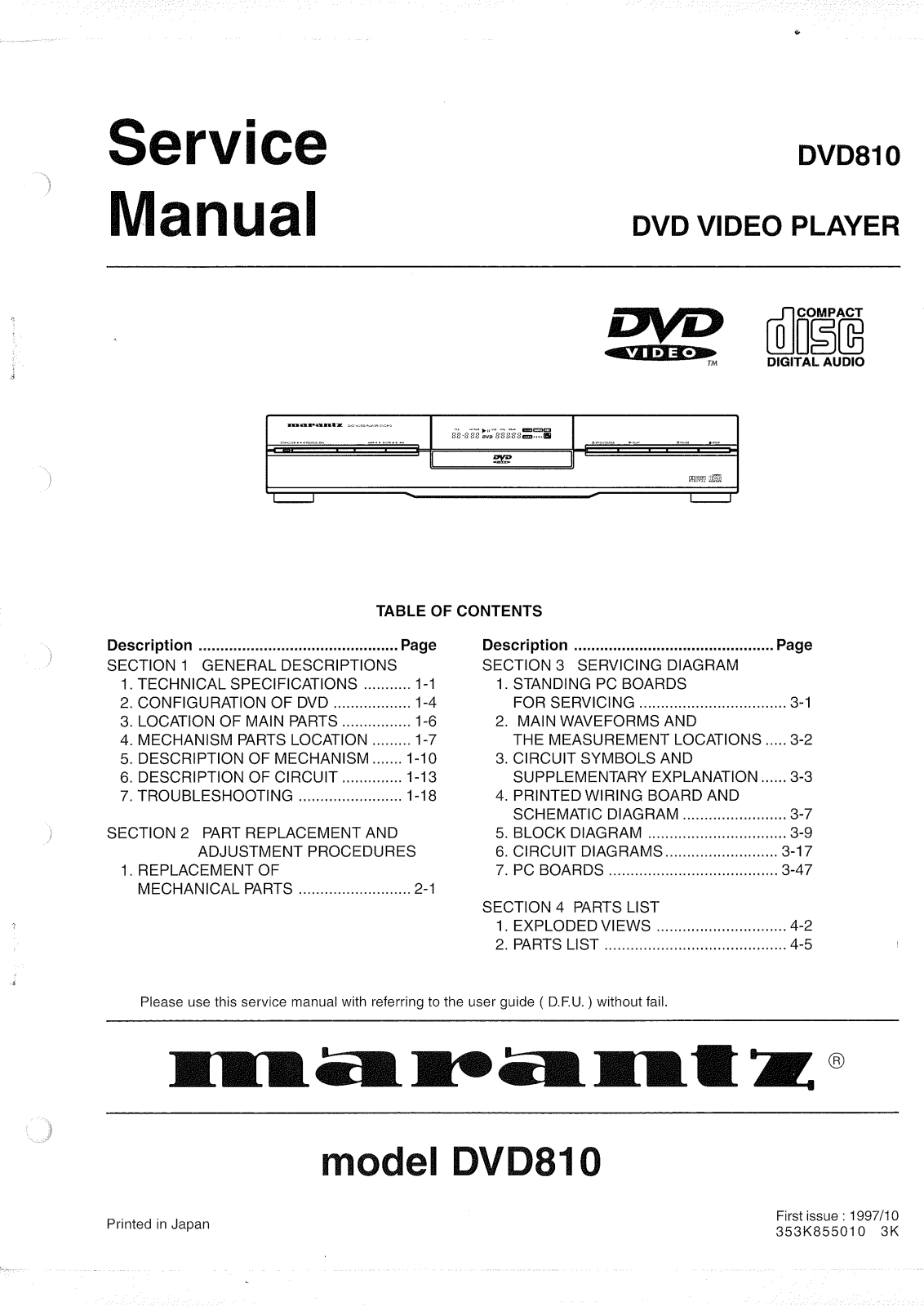 Marantz DVD-810 Service Manual