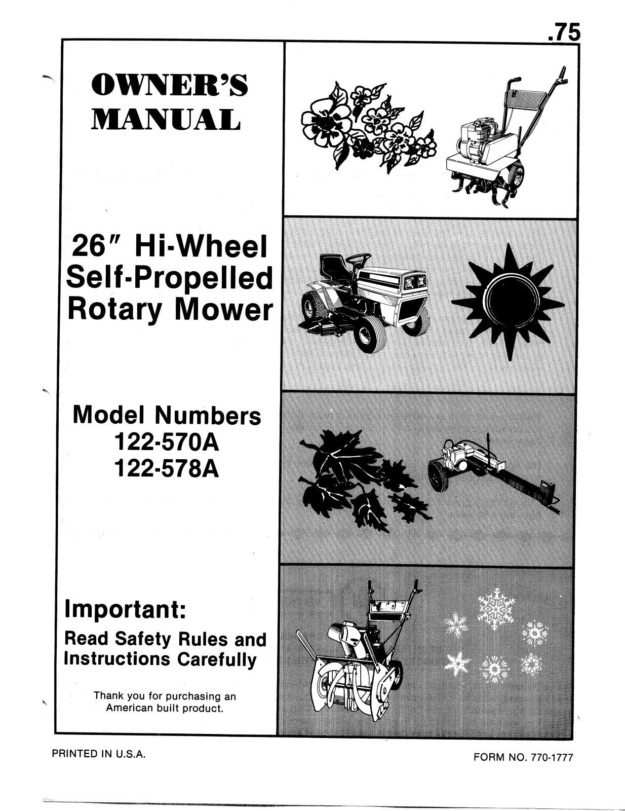 Mtd 122-570a, 122-578a user Manual